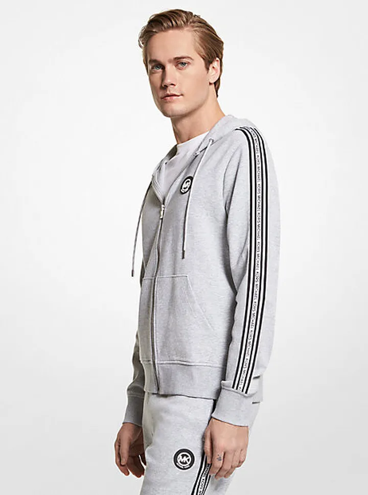 Logo Tape Cotton Blend Zip-Up Hoodie