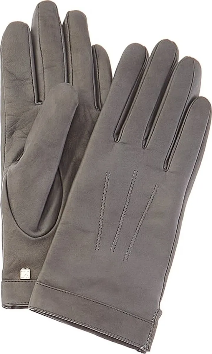 Bruno Magli Logo Cuff Cashmere-Lined Leather Gloves