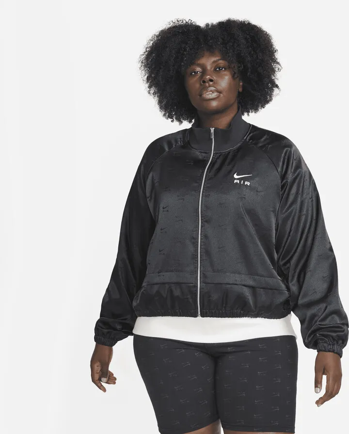 Nike Women's Air Full-Zip Satin Jacket (Plus Size) in Black
