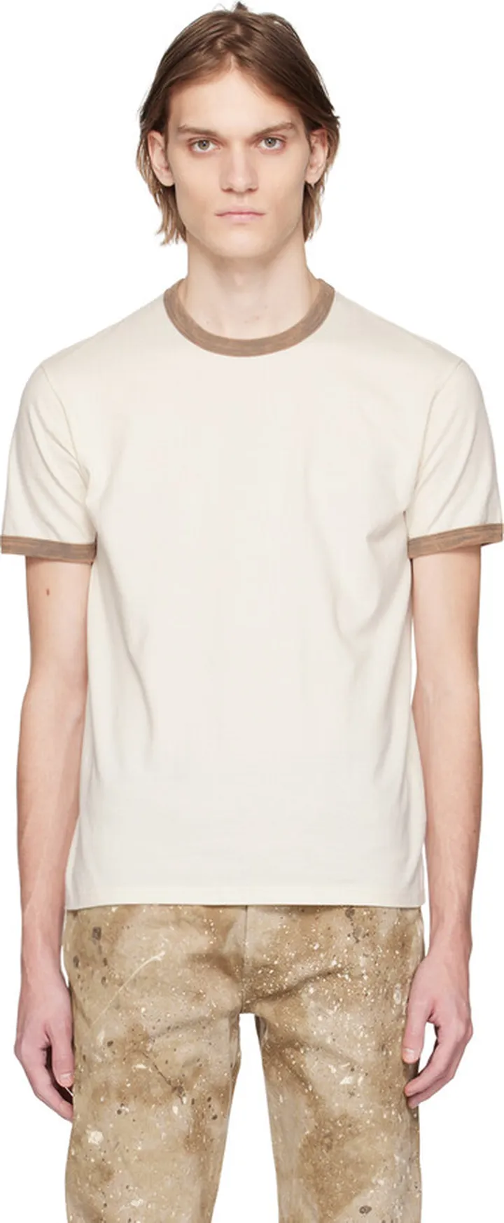 John Elliott Off-White Washed Ringer T-Shirt