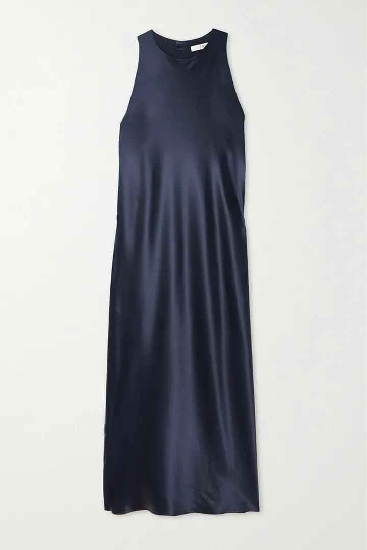 Tibi - Silk-satin Midi Dress - Blue