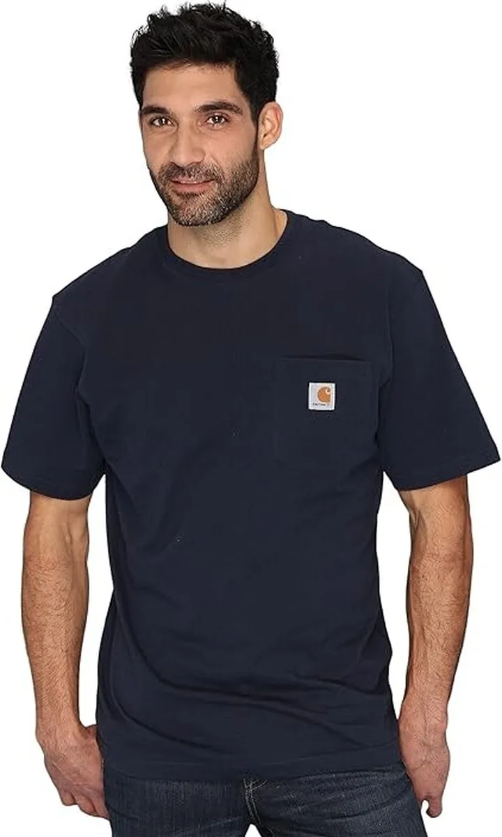 Carhartt Loose Fit Heavyweight Short Sleeve Pocket T-Shirt (Navy) Men's T Shirt