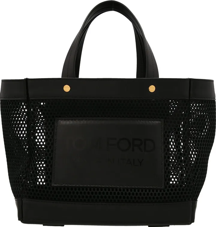 Logo Leather Mesh Shopping Bag