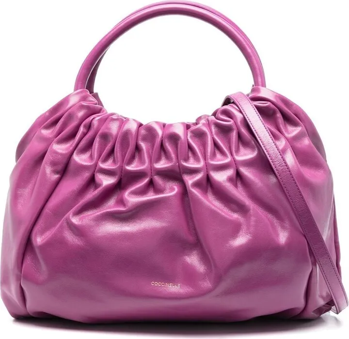 Ruched Leather Tote Bag