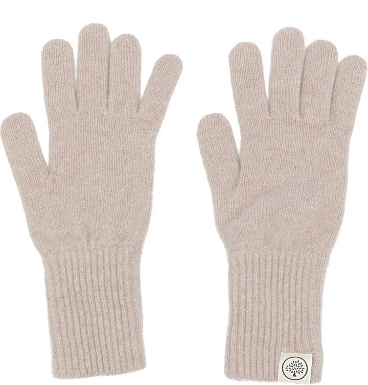 Logo-Patch Ribbed Gloves