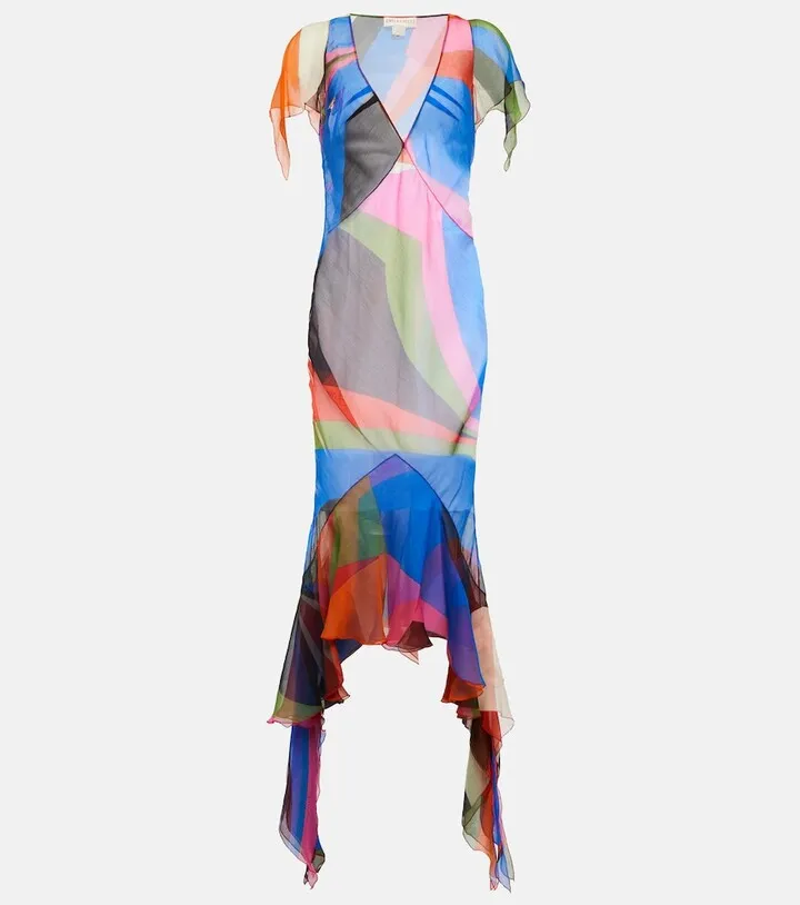 Printed silk midi dress