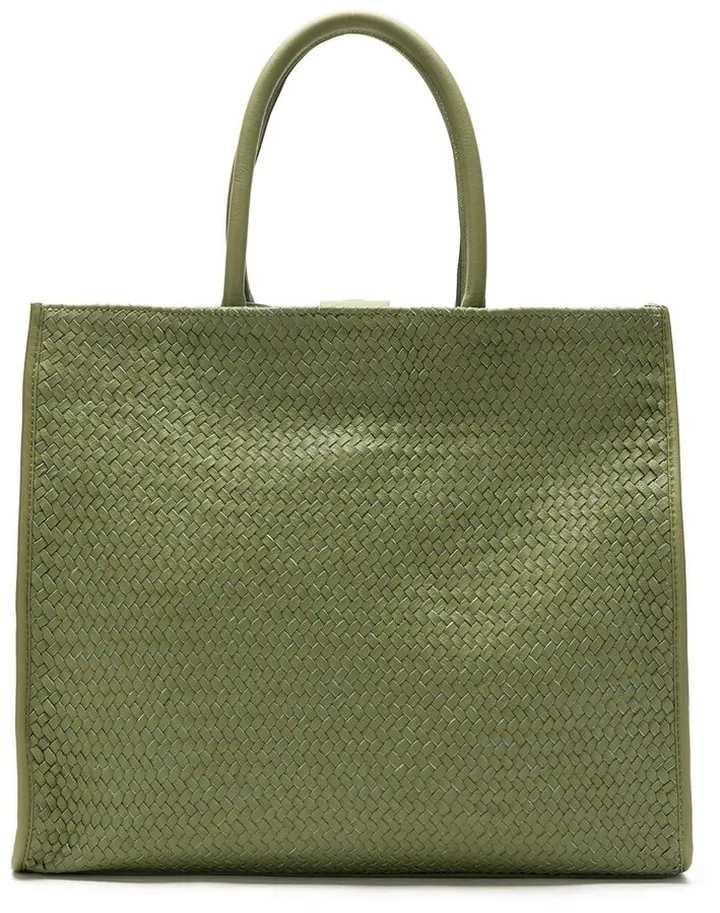 Leather Woven Tote Bag
