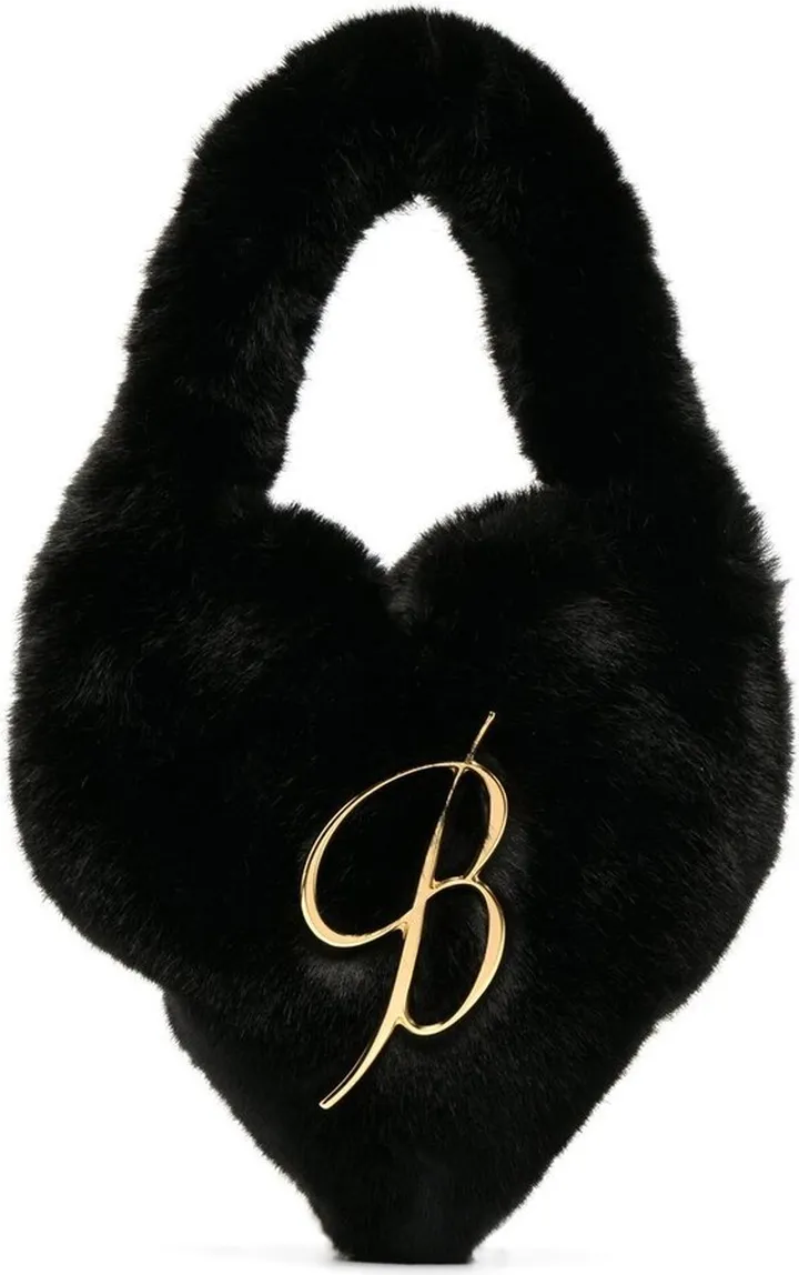 BLUMARINE- Heart Shaped Faux Fur Handbag