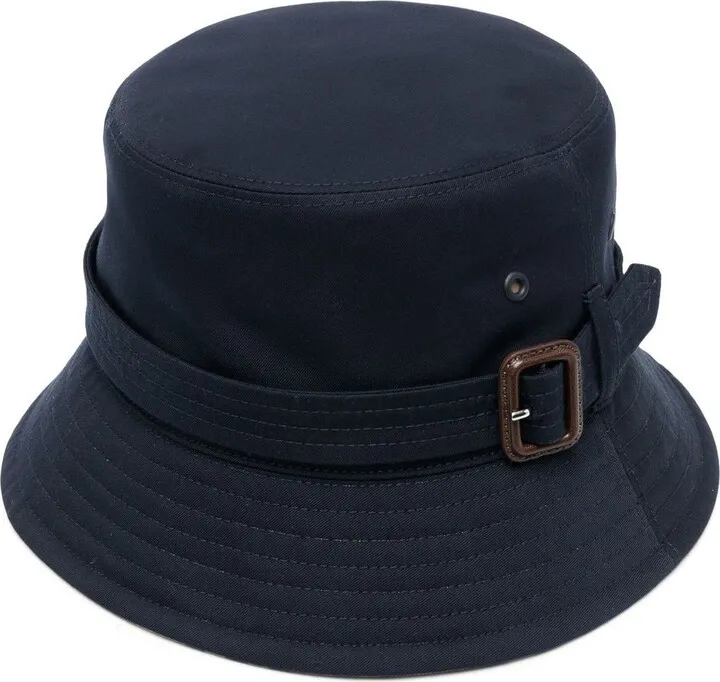 Buckle-Detail Cotton Bucket Hat