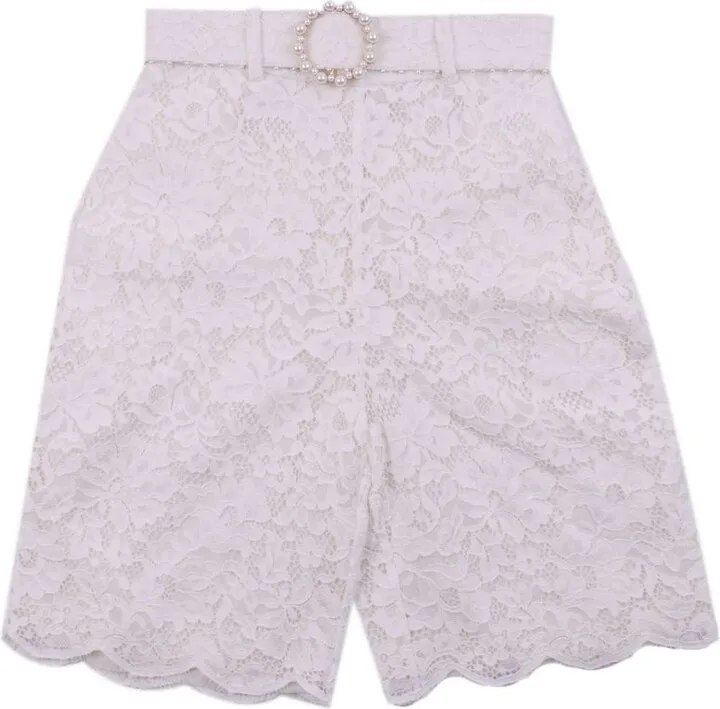 Zimmermann High-Rise Belted Laced Shorts