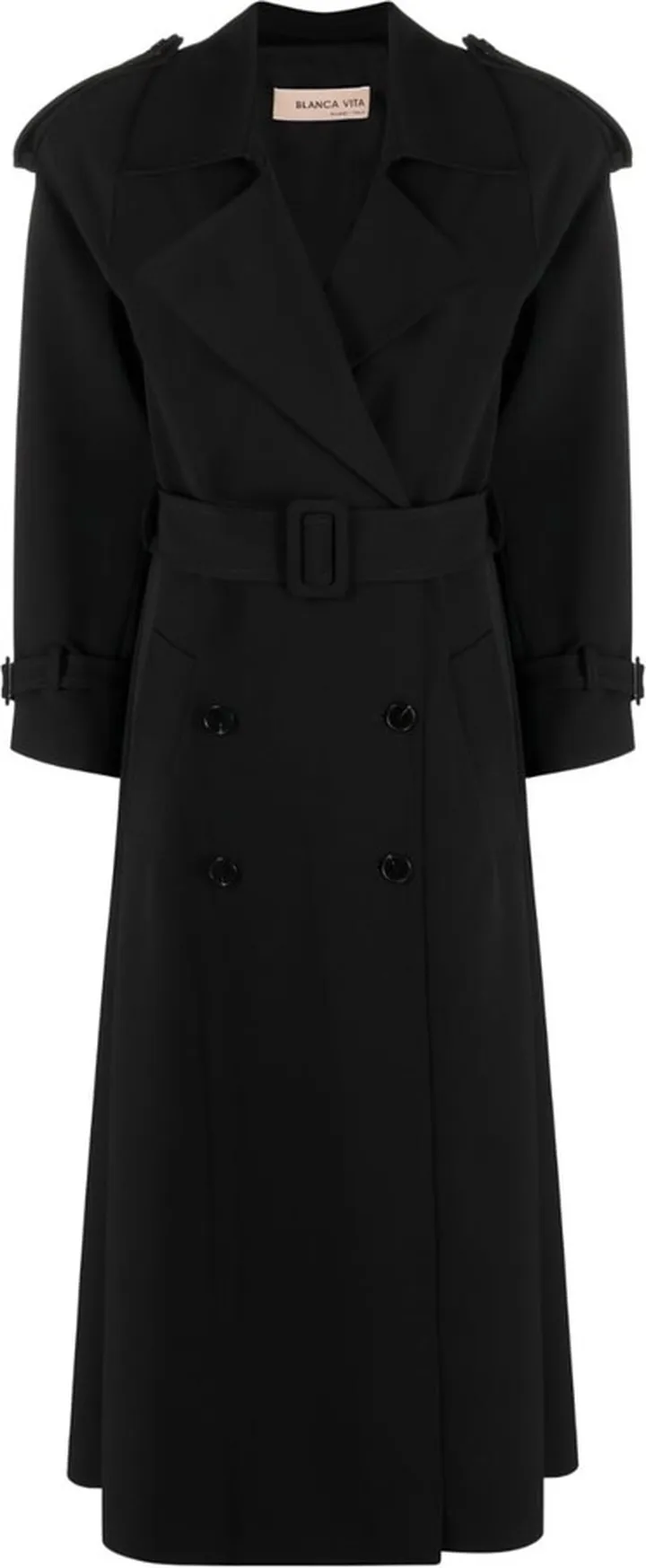 Double-Breasted Belted-Waist Trenchcoat