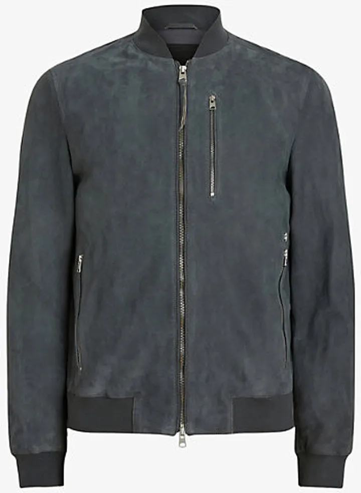 Mens Slatestone Gre Kemble Regular-fit Suede Bomber Jacket