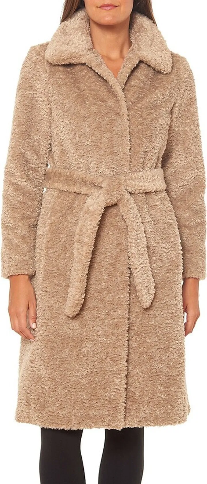 Belted Faux Fur Teddy Coat