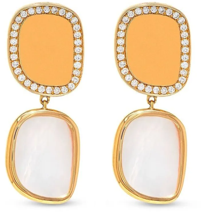 18kt rose gold Black Jade Amphibole diamond and mother of pearl earrings