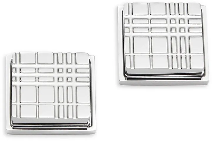 Square Engraved Plaid Cuff Links