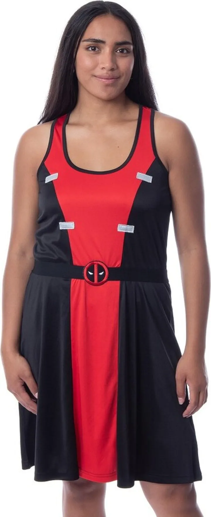 Marvel Womens' Deadpool Classic Costume Racerback Nightgown Pajama Dress (XS) Black