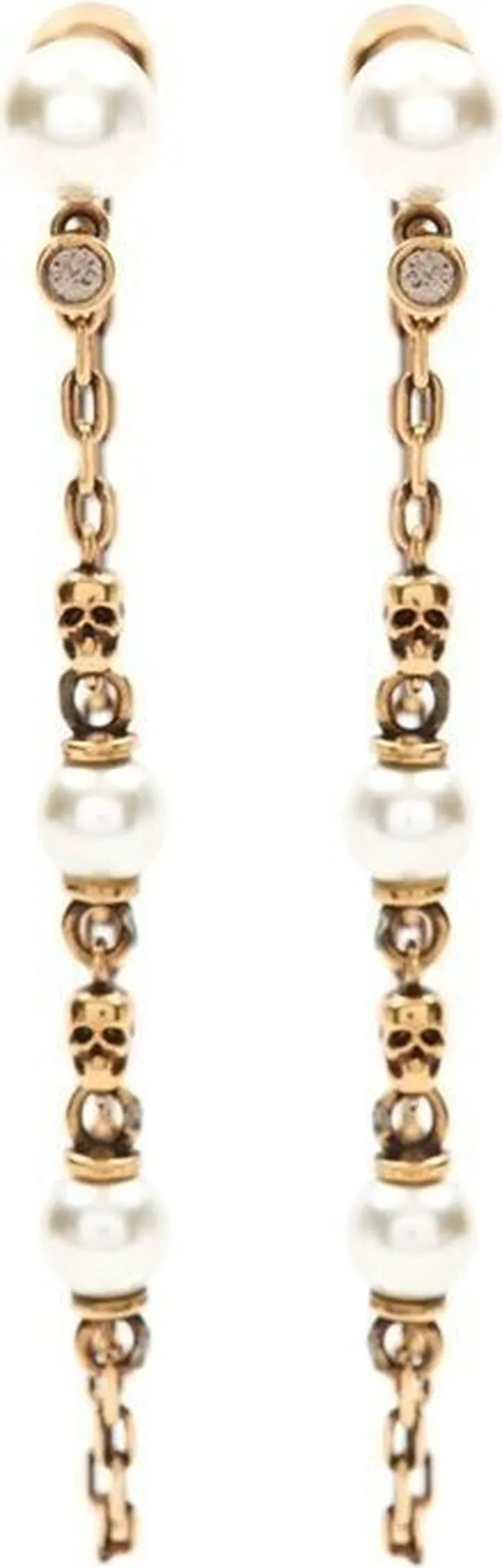 Gold-Tone Skull Drop Chain Earrings