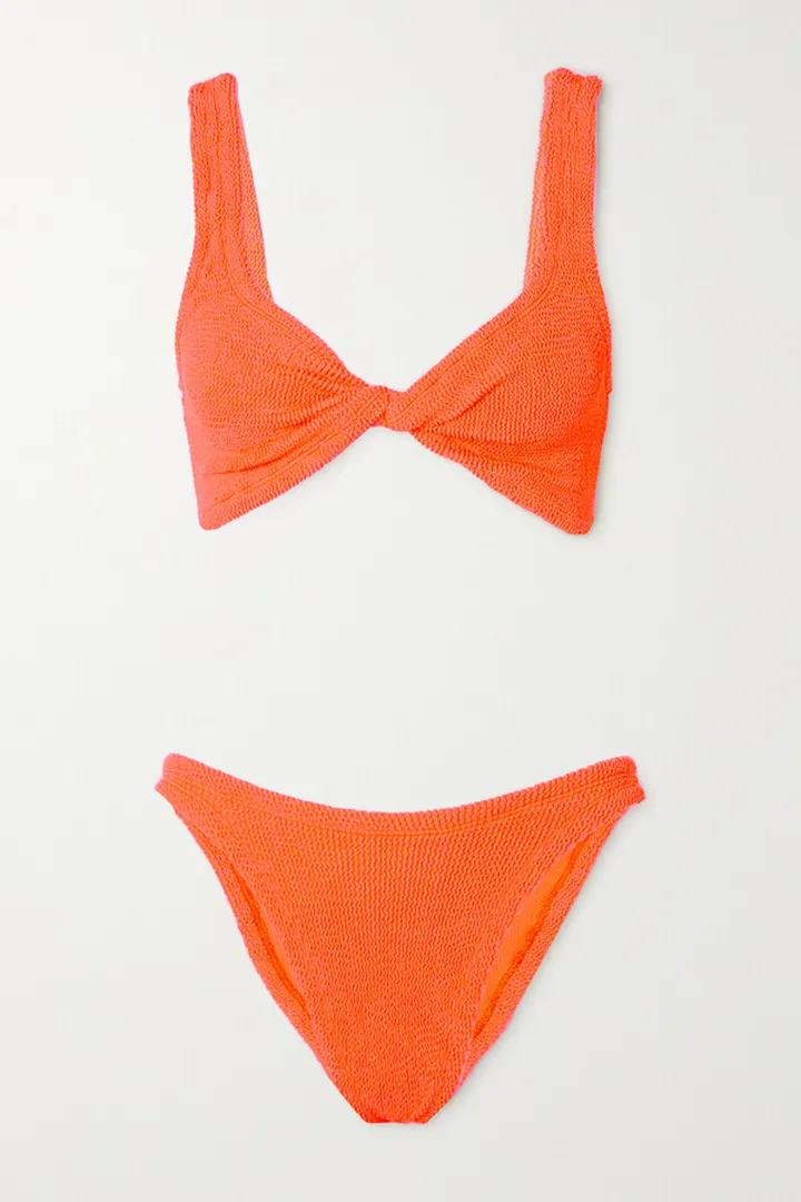 Hunza G - + Net Sustain Juno Twist-front Seersucker Bikini - Orange
