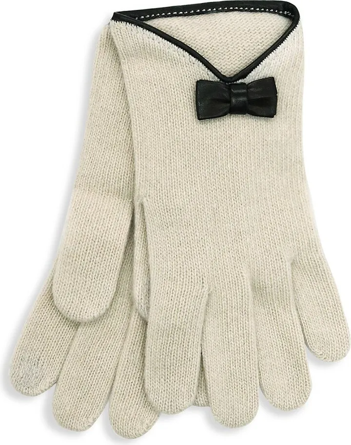 Leather Bow & Cashmere Tech Gloves
