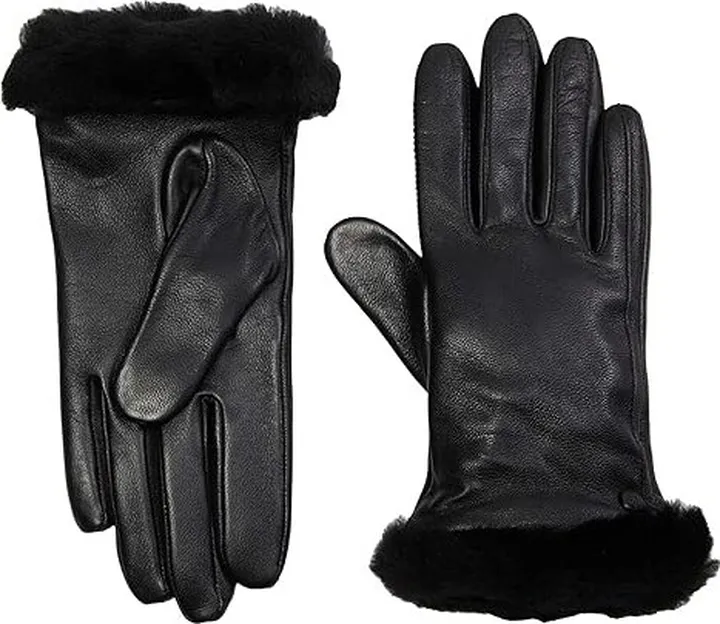 UGG Classic Leather Shorty Tech Gloves (Black) Extreme Cold Weather Gloves