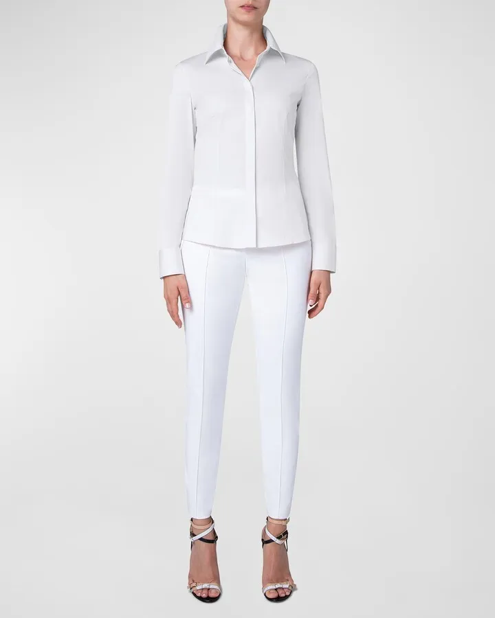 Fitted Poplin-Stretch Collared Shirt