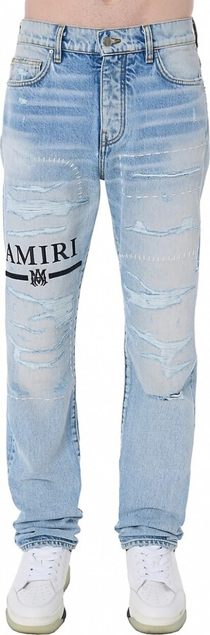 Ma Bar Logo Distressed Jeans