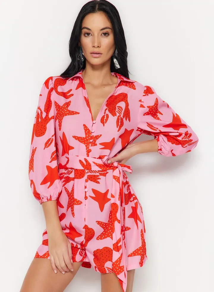 Belted Floral Print Playsuit