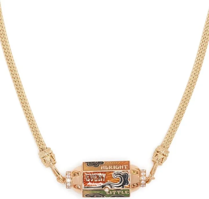 18K Yellow Gold Box Rasta Diamond Necklace