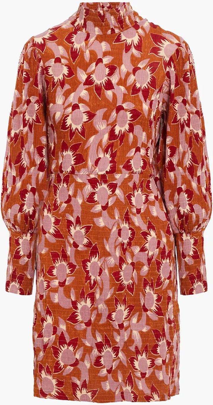 Anastasia shirred floral-print cotton mini dress