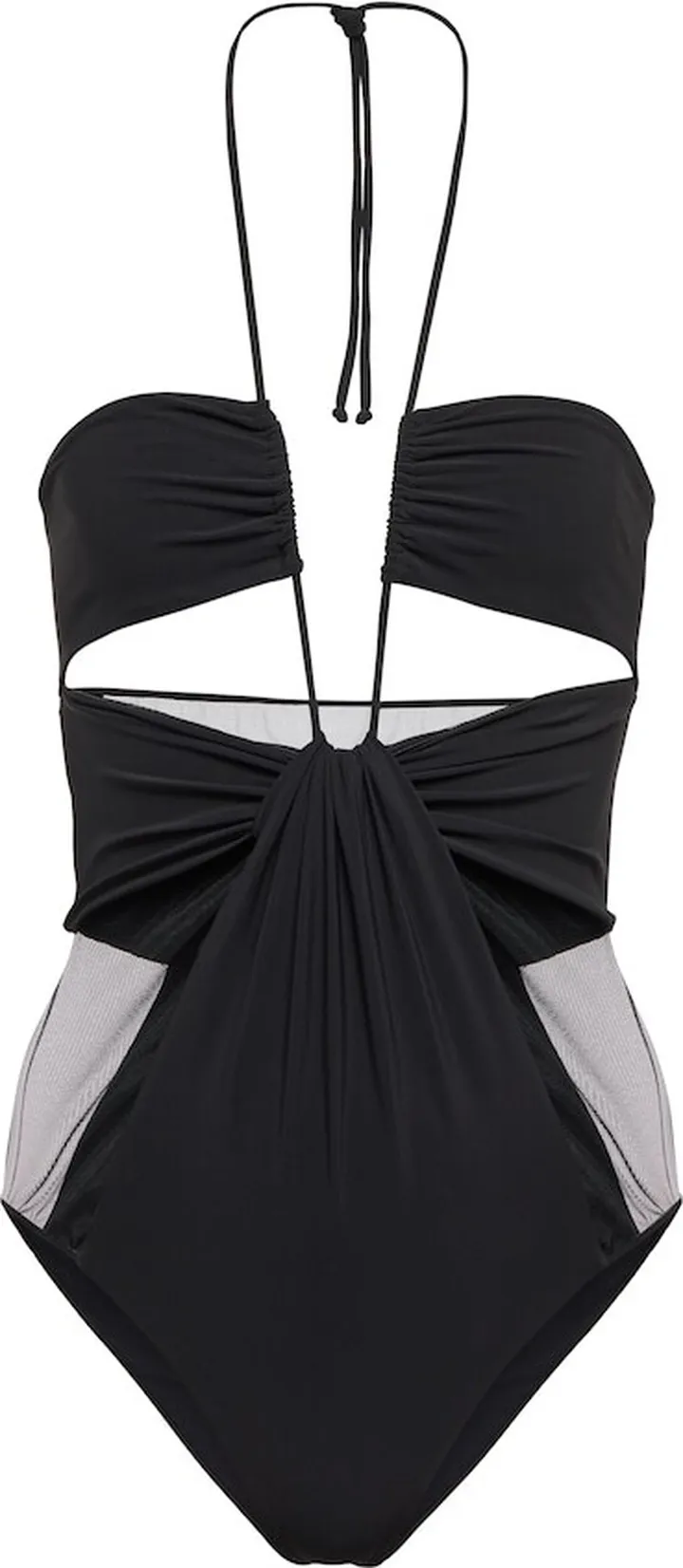 Mesh and jersey halterneck bodysuit