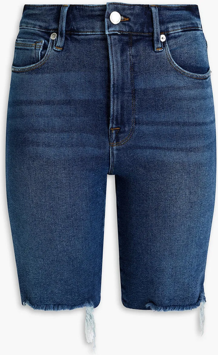 Distressed denim shorts