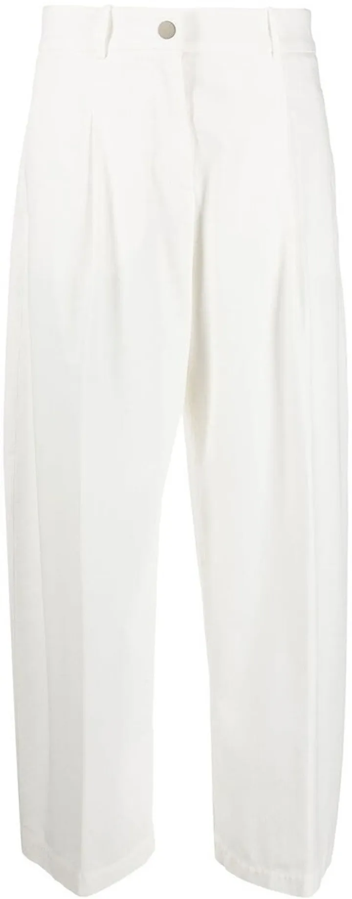 Pressed-Crease Buckle-Detail Straight-Leg Trousers