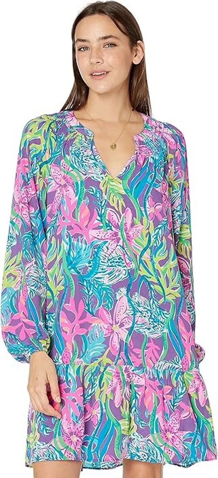Lilly Pulitzer Lucee Dress (Pigment Purple Party All the Tide) Women's Clothing