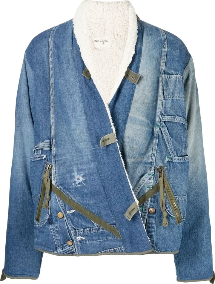 Wrap-Front Denim Jacket