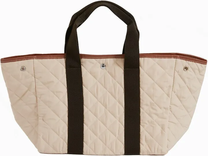 Beige Traversee M Quilted Tote