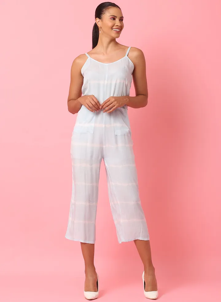 Casual Tie Dye Jumpsuit Sky Blue