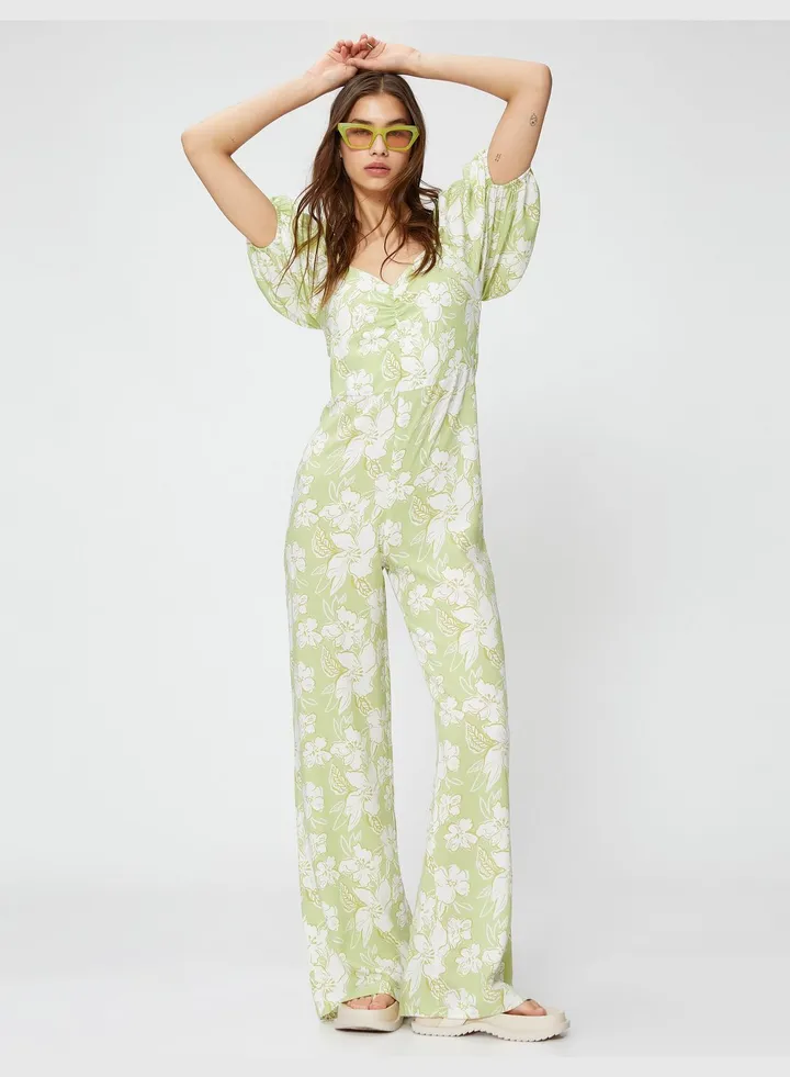 Wide Leg Gimped Long Jumpsuit
