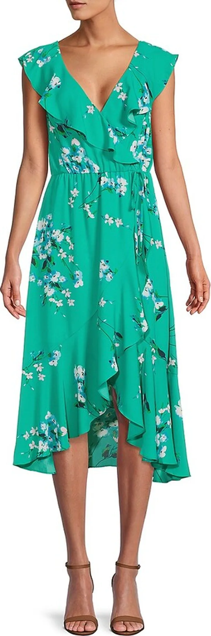 Ruffle Trim Wrap Dress