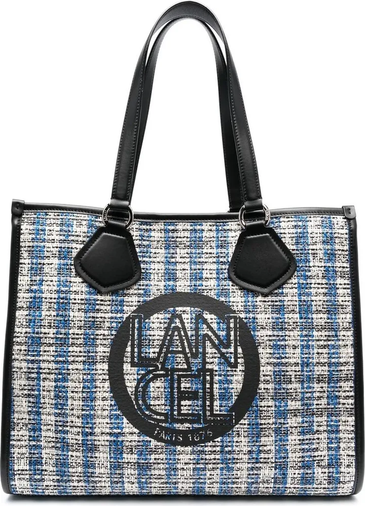 Logo-Embroidered Tweed Tote