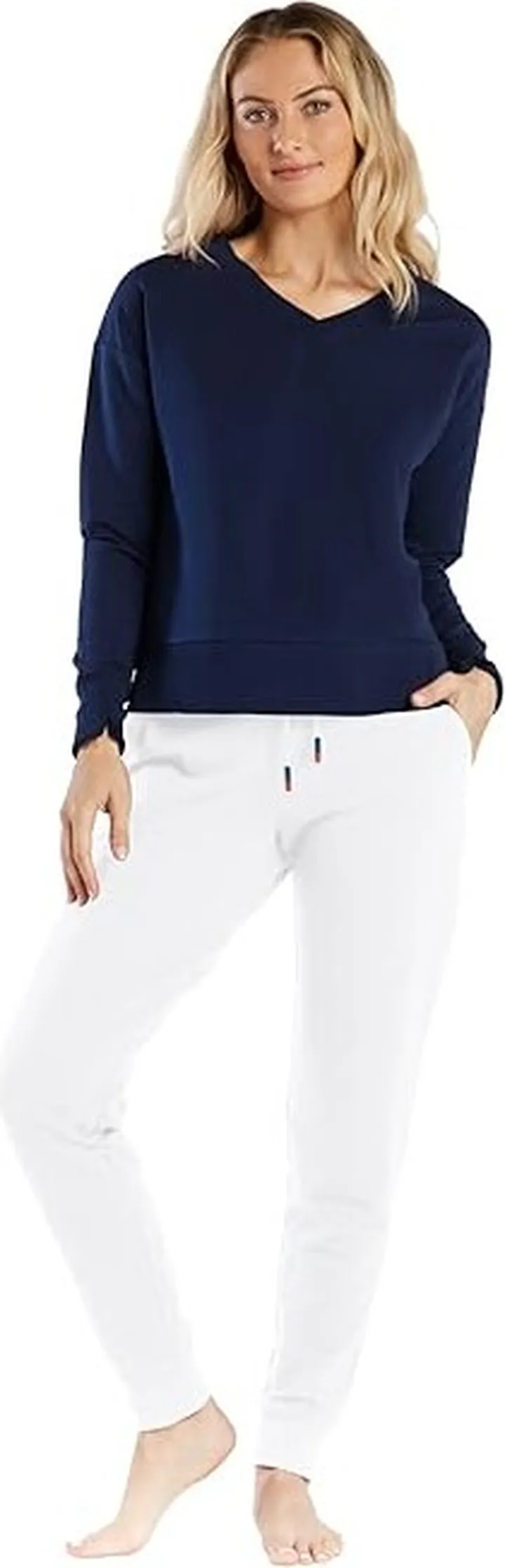 Helen Jon V-Neck Pullover (Navy) Women's Sweatshirt