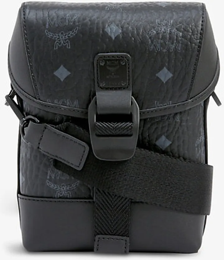 Mcm Black Aren Coated Canvas Cross-body bag