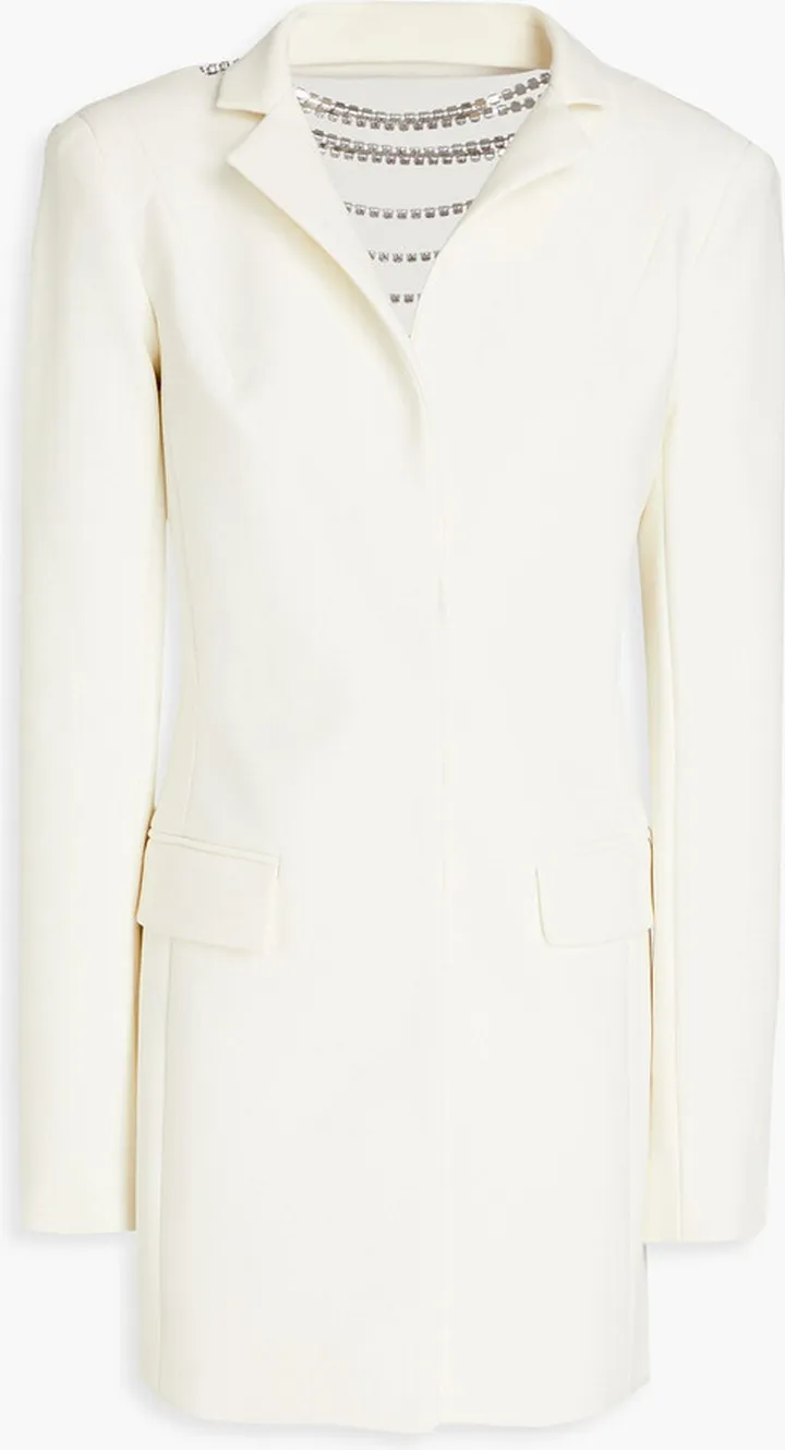 Cutout crystal-embellished grain de poudre mini dress