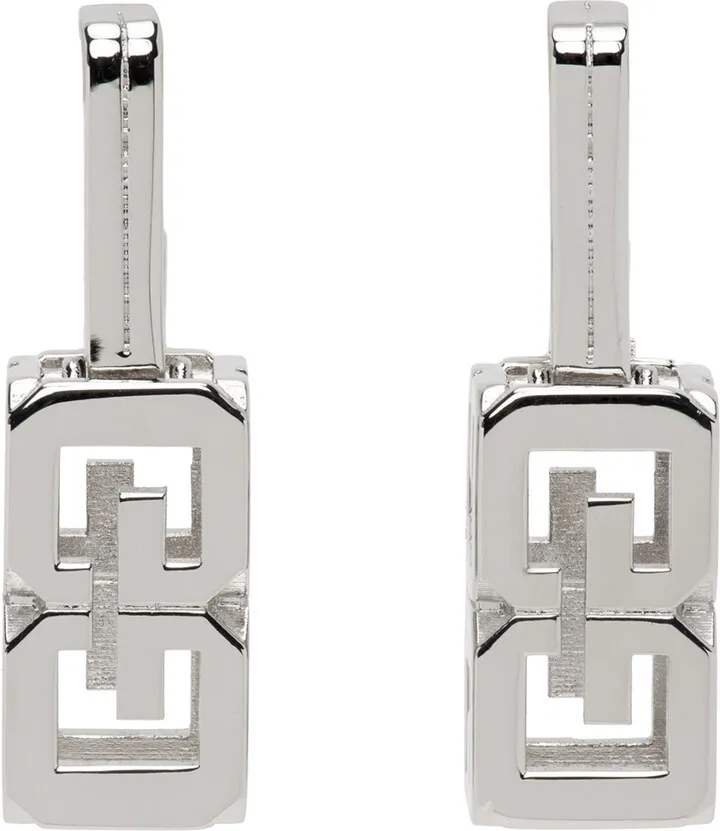 Givenchy Silver G Cube Earrings