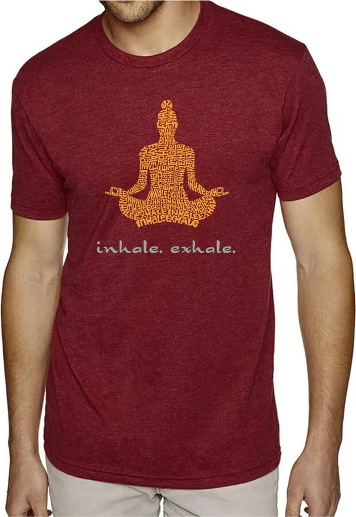 La Pop Art Men's Premium Word Art T-Shirt - Inhale Exhale