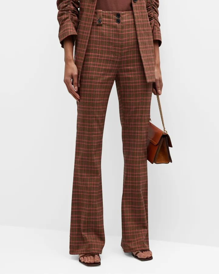 Holland Plaid Wide-Leg Pants