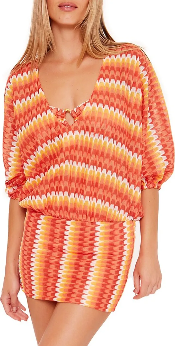 Stripe Blouson Cover-Up Tunic