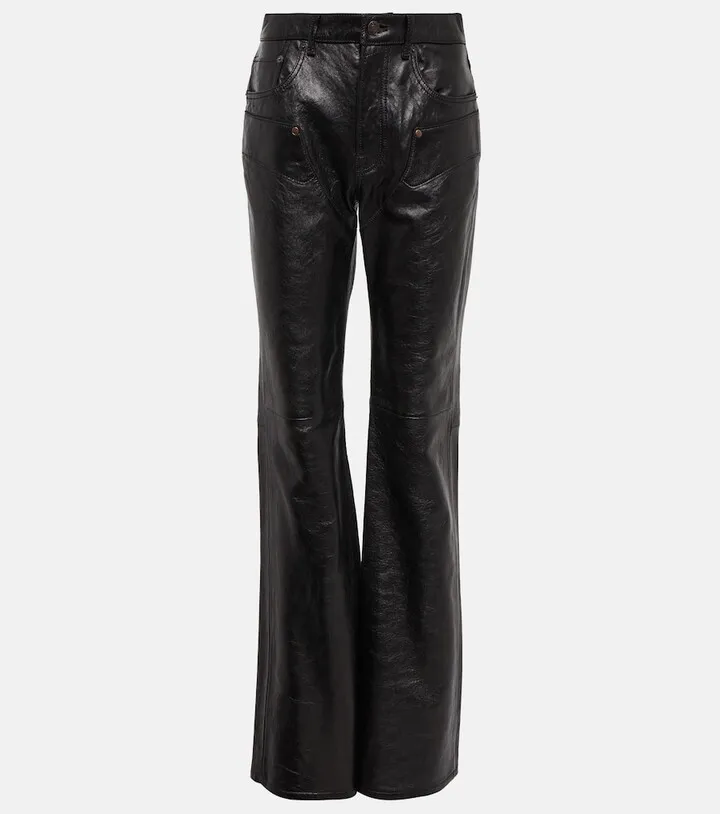 Flared leather pants