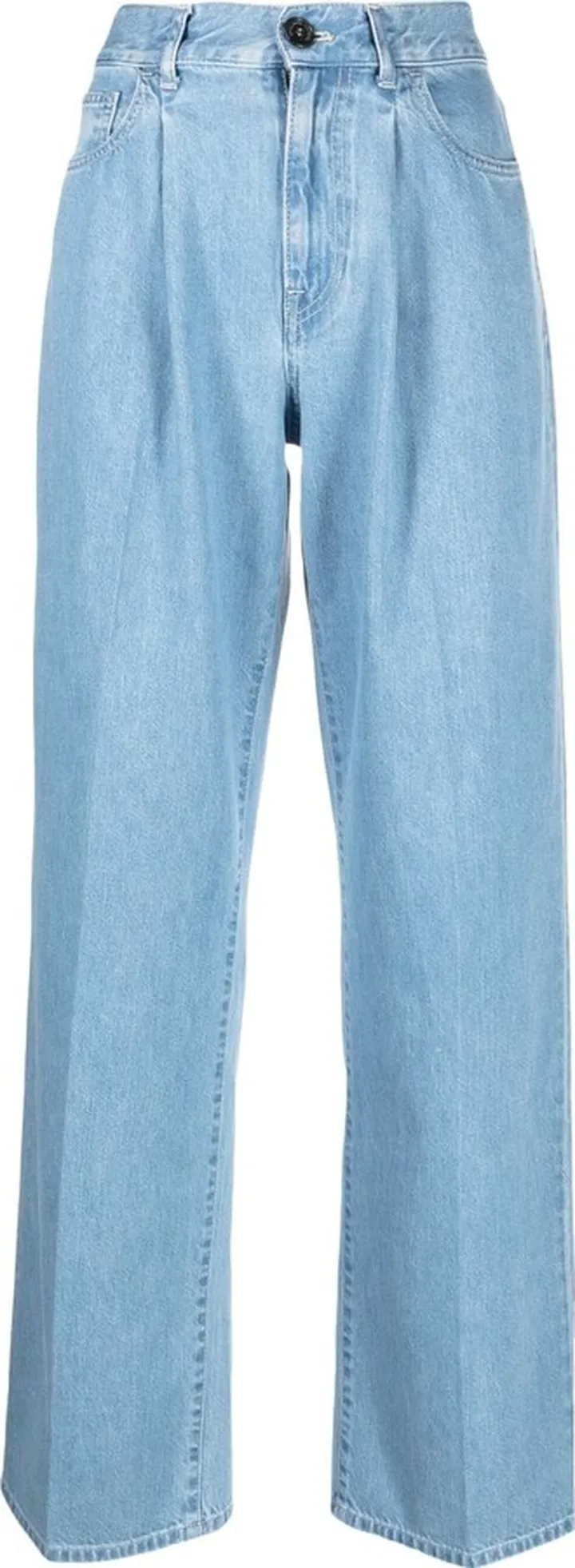 Pleat-Detail Wide-Leg Jeans