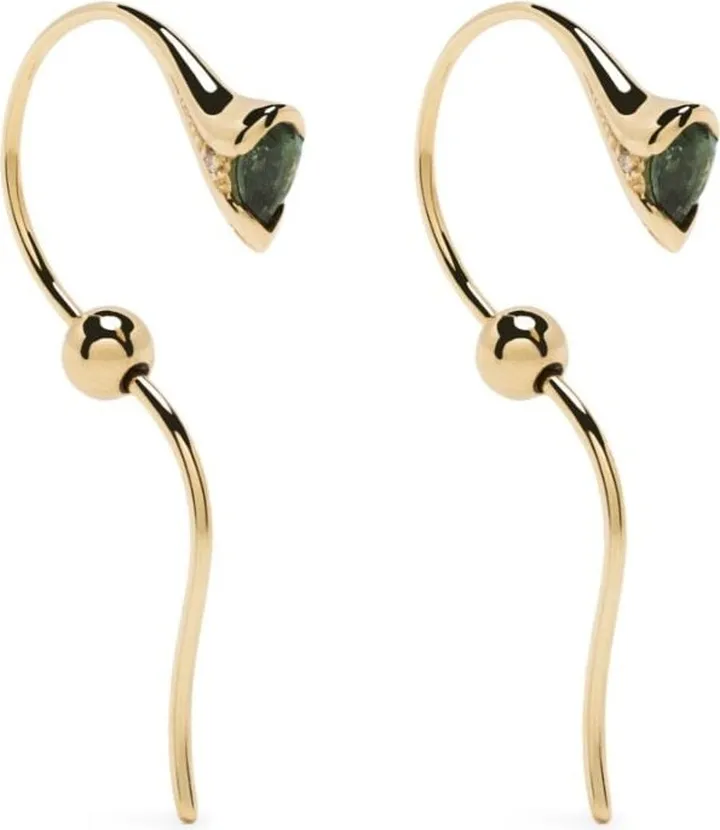 18kt yellow gold small Sprout tourmaline diamond earrings
