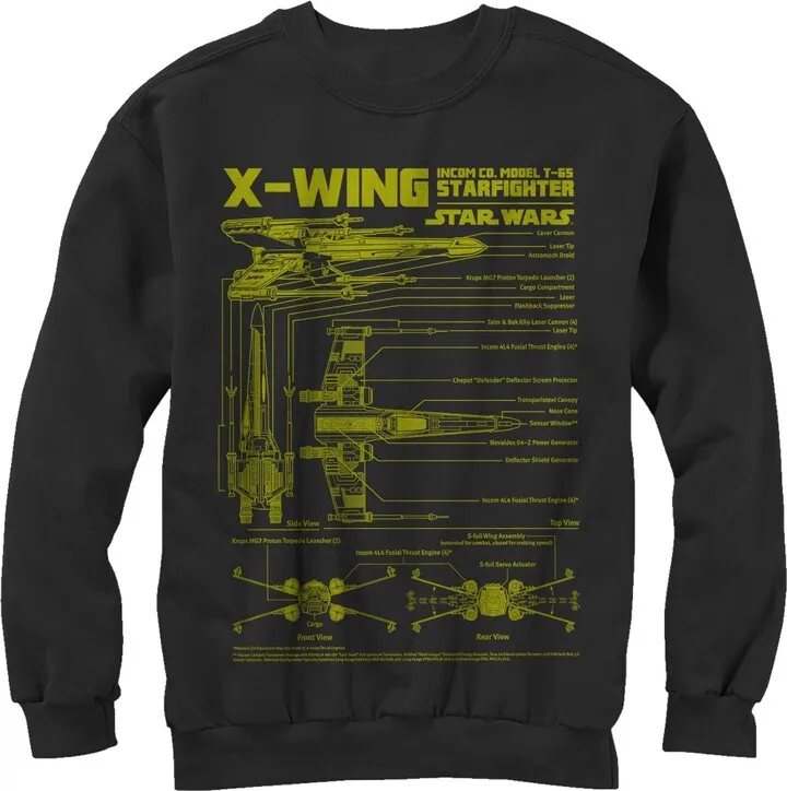 Men's Star Wars X-Wing Schematics Sweatshirt - Black - 2X Large